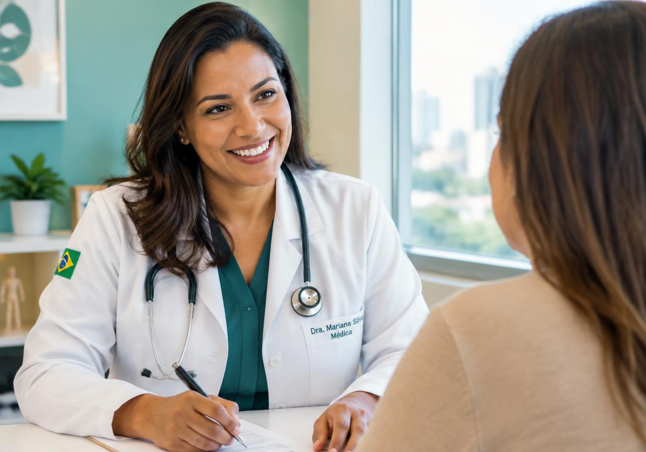 Médica atendendo paciente